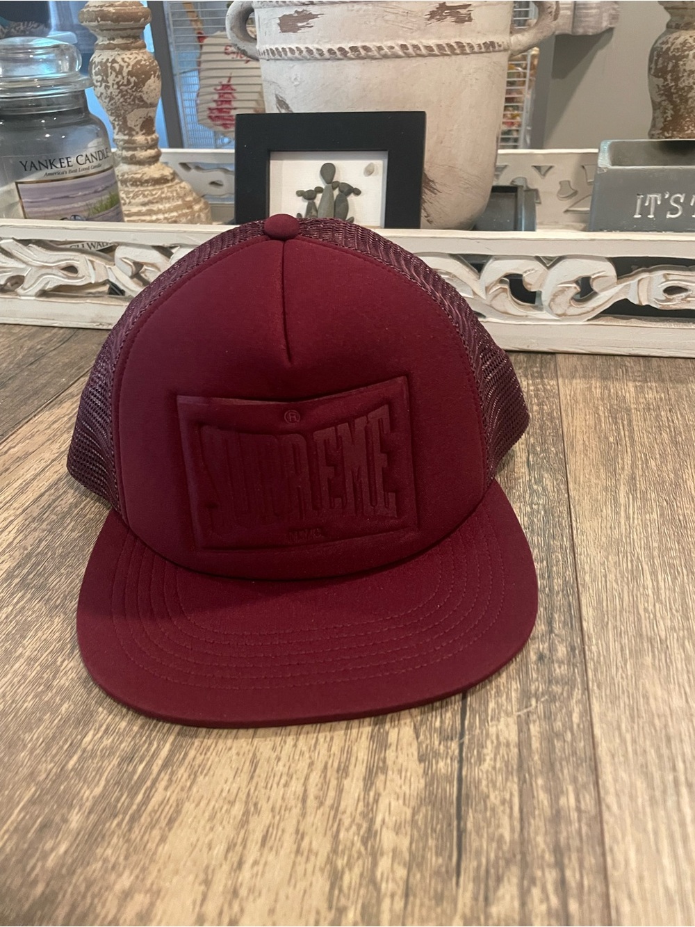 NWT Supreme Maroon Foam Mesh Trucker Hat